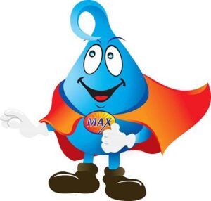 Water droplet mascot logo